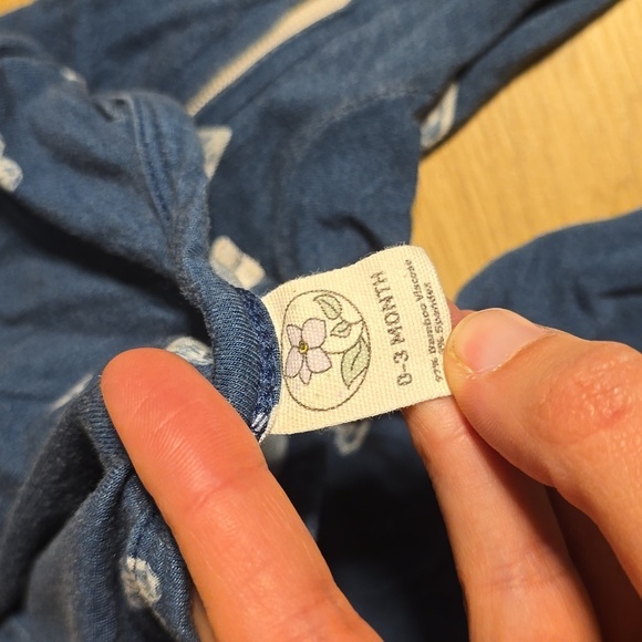 Larkspur Bamboo Blue Heart Print Kids One Piece Sleeper 0-3M - Picture 2 of 3